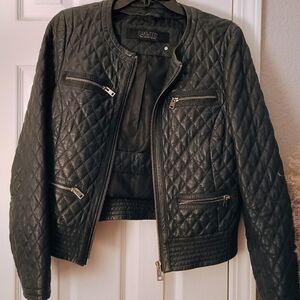 Olive Green Leather  Jacket